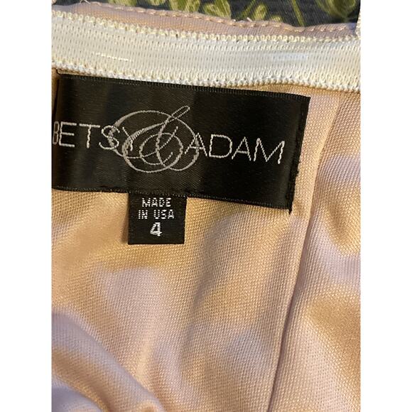 Betsy & Adam Shimmering Lace Gown Strapless Maxi Dress Light Peach Belted Size 4 - Picture 8 of 8